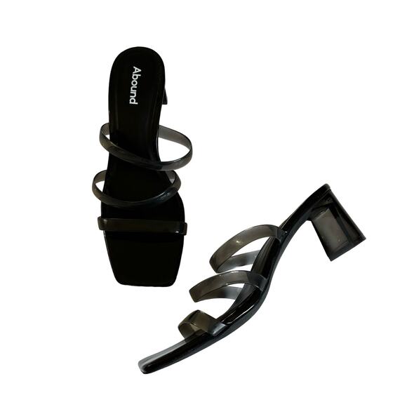 Abound Women’s Ethan Black Smoke Translucent Heel Strappy Slide Sandals Size 8 - Picture 1 of 6